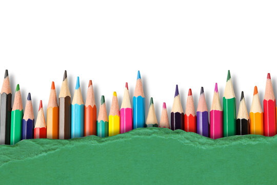 Back to school, Vibrant assortment of colored pencils arranged for new school year