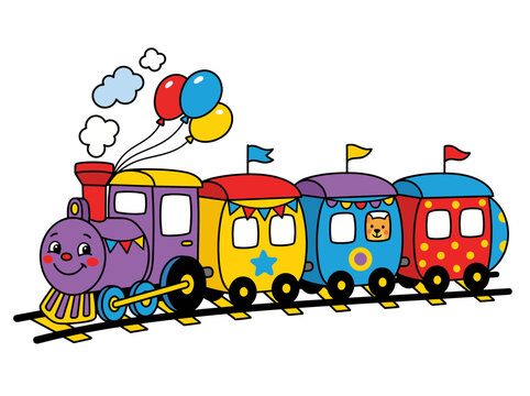 Cute Cartoon Circus Train Vector Illustration