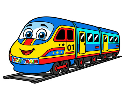 Cute Cartoon High Speed Bullet Train Vector Illustration