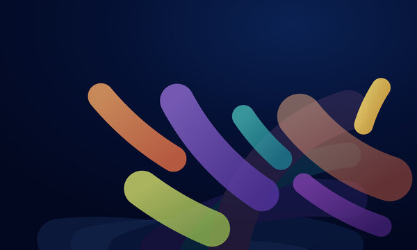Colorful rounded shapes arranged on a dark blue gradient background a vector illustration