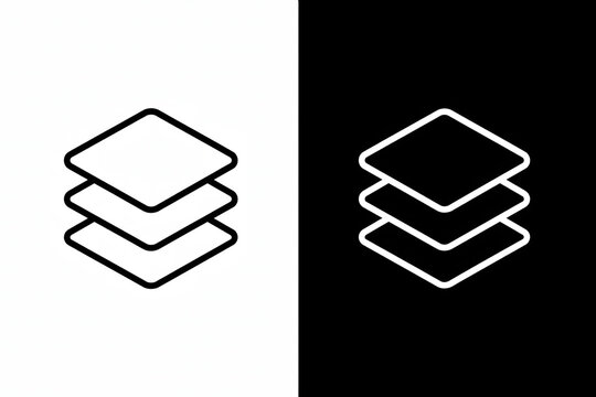 Minimalist Layer Stack Outline Icons for Software Interface and Digital Graphic Design Projects