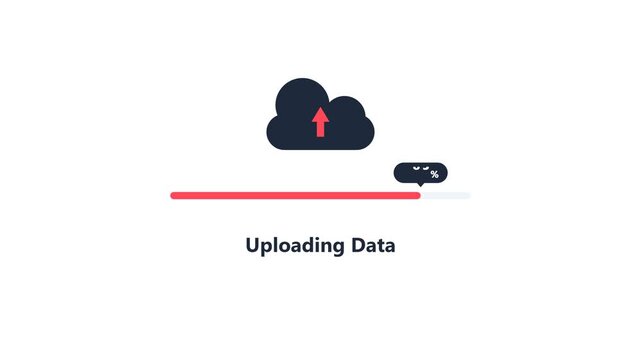Cloud data uploading progress animation video. Network storage backup file transfer preloader indicator for tech UI motion graphic design templates
