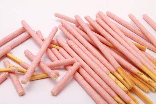 sticks of pink  sticks on white background