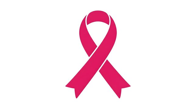 A bright pink ribbon symbol representing support and solidarity for patients during the annual breast cancer awareness month campaign held every october