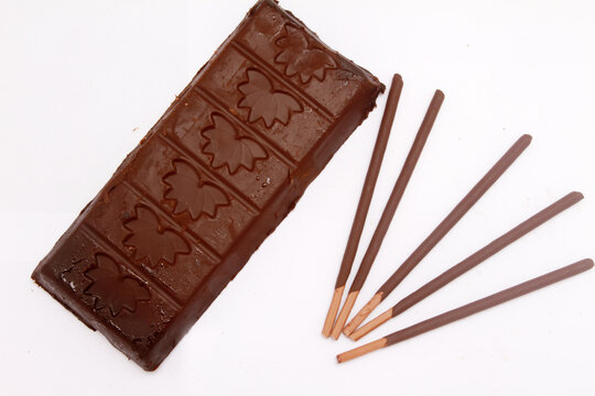 chocolate bar on white background