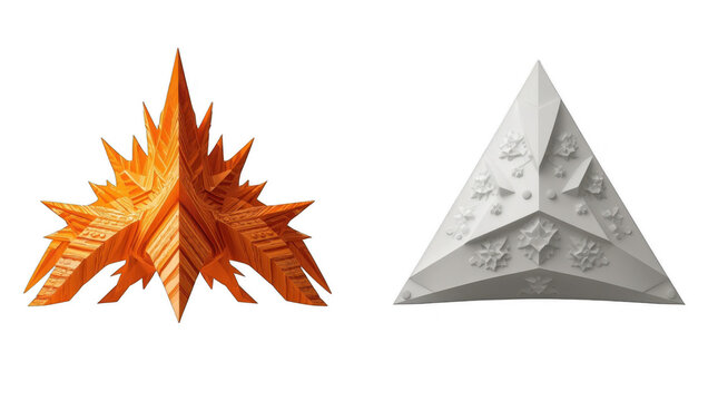 Abstract Geometric Star and Triangular Pyramid Sculptural Objects
