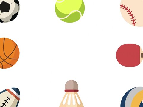Collection of various sports balls. Illustration of different athletic equipment items.