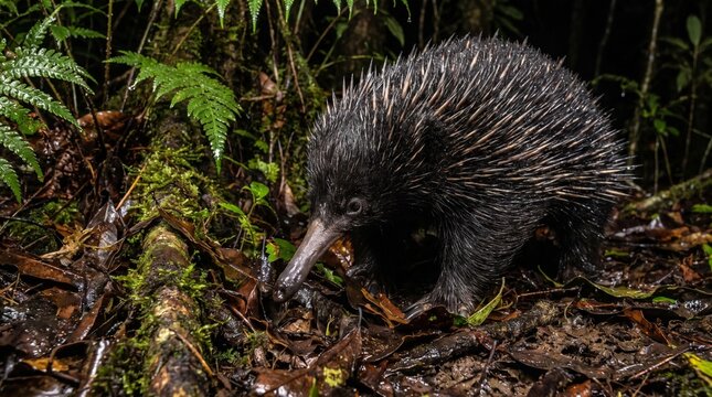Long-beaked echidna in a forest
