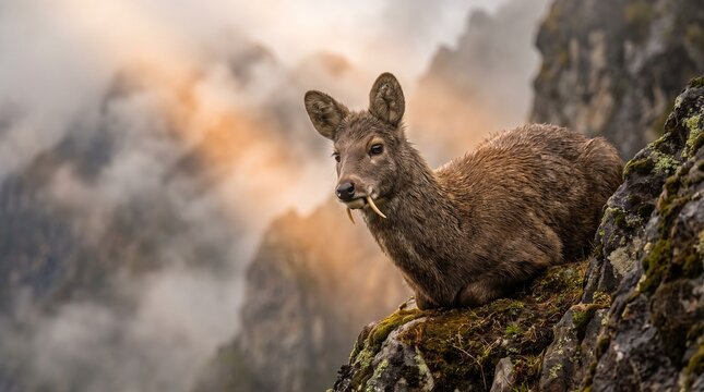 Kashmir musk deer on a mountain