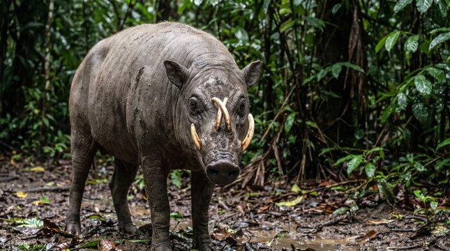 Babirusa in a jungle