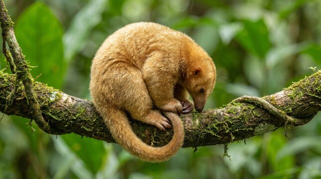 Silky anteater on a branch