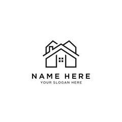 Fototapeta premium Modern House Logo Design, Minimalist Real Estate Icon, Abstract Architecture Symbol