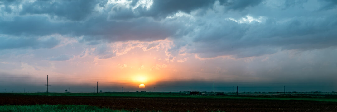 Impacts of Climate Change. Extreme Weather, Supercell Storms, Global Warming and Environmental Sustainability. Wide Web Banner Featuring Copy Space