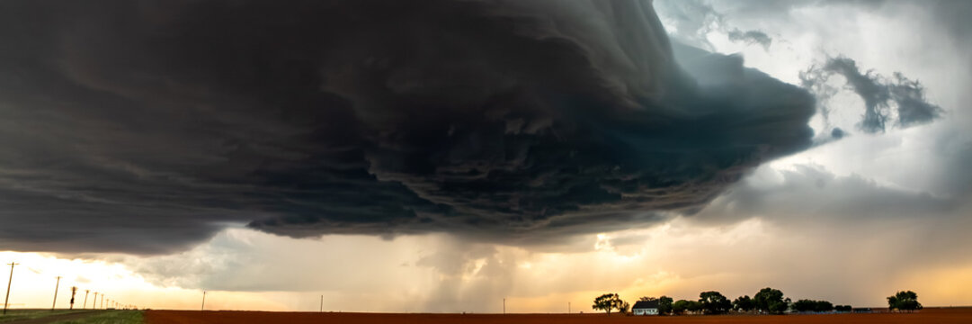Impacts of Climate Change. Extreme Weather, Supercell Storms, Global Warming and Environmental Sustainability. Wide Web Banner Featuring Copy Space