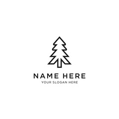 Obraz premium Minimalist Pine Tree Logo Icon Isolated on White Background