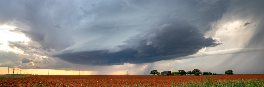 Impacts of Climate Change. Extreme Weather, Supercell Storms, Global Warming and Environmental Sustainability. Wide Web Banner Featuring Copy Space