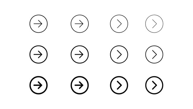 Collection of circular arrow icons for web navigation with navigation interface direction collection pointing