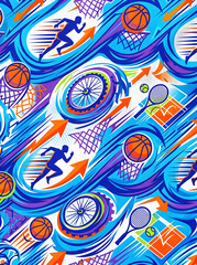 Naklejka premium Multi sport athletic vector pattern background for sportswear and activewear