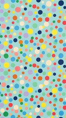Colorful polka dot pattern on light blue background