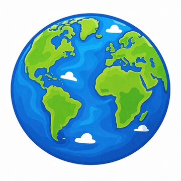 Pixel art style earth globe icon with green continents and blue ocean isolated on white background