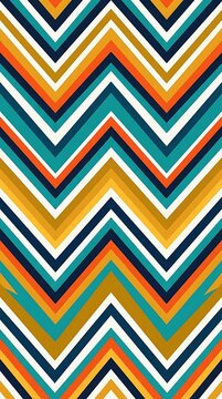 Vibrant retro chevron pattern with teal and orange zigzags