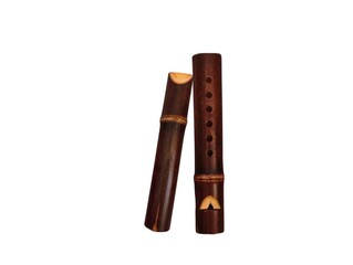 wooden flute isolated on white © ชุมสาย