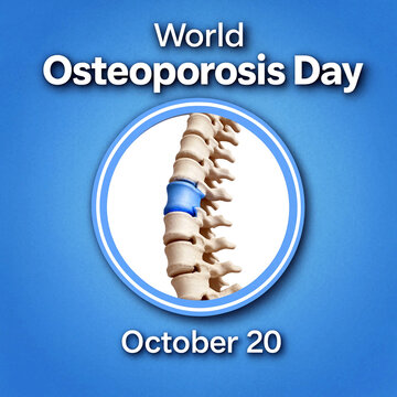 Medical illustration showing spine with osteoporosis for world osteoporosis day awareness campaign event