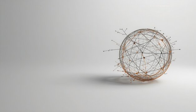 Abstract digital network sphere connected by glowing nodes with connected abstract technology communication structure geometric connectivity internet innovation rendering background