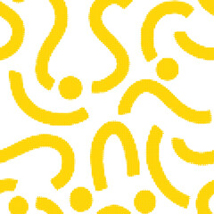 Fototapeta premium Seamless pattern with yellow abstract shapes and dots