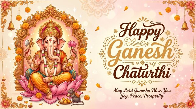 Retro-inspired Indian poster with distressed paper texture, Lord Ganesha illustration in muted tones, ornate borders, and &ldquo;Happy Ganesh Chaturthi&rdquo; in vintage ... See More