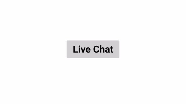 Live Chat Button Click Animation with Hand Pointer and Mouse Cursor Interaction on Transparent Background, Customer Support Interface UI, 4K Motion Graphics