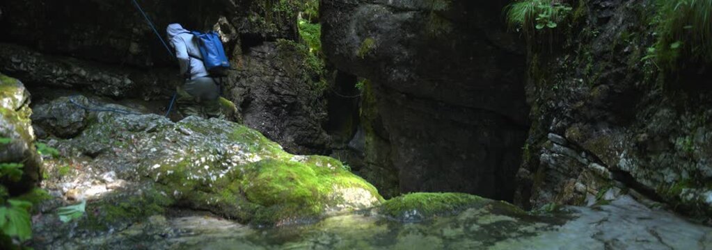 Anamorphic Lens - Boy exploring the underground waterfalls