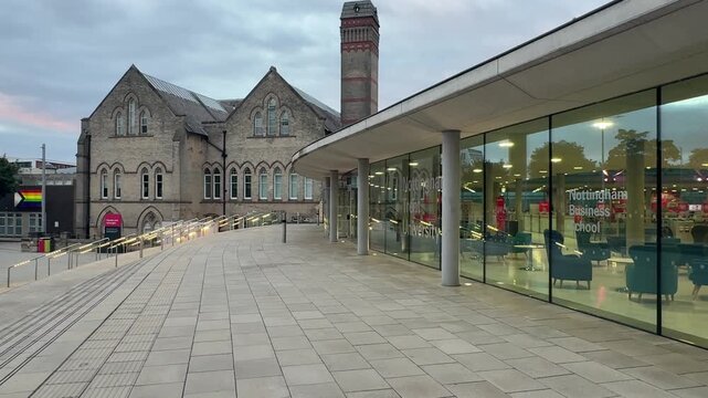 Newton and Arkwright Building at Nottingham Trent University City Campus in Nottingham, England, showcasing iconic academic architecture, higher education, and student life.