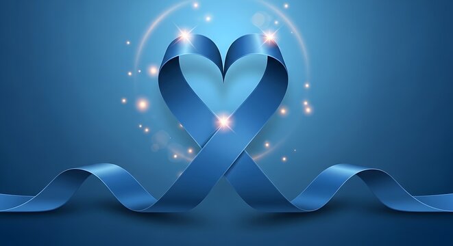 Blue Ribbon Heart Symbol of Hope and Awareness.