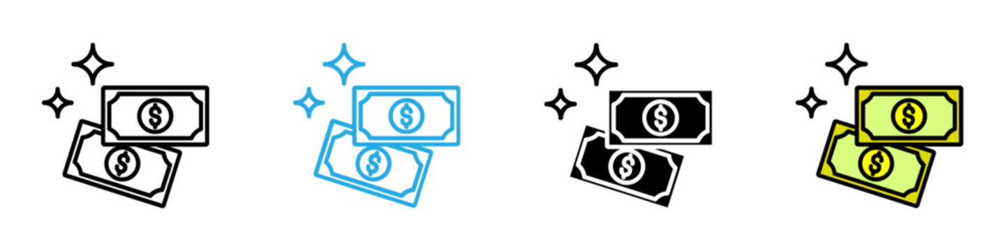 Cash payment multi - style icon design concept
