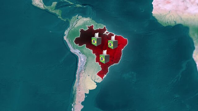 Multiple Ballot Boxes with American Flag over USA Map Animation