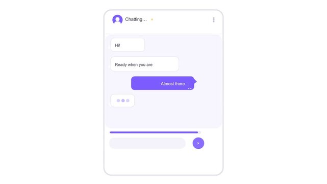 Interactive chat room conversation user interface animation video with typing message indicators and speech bubbles for web application