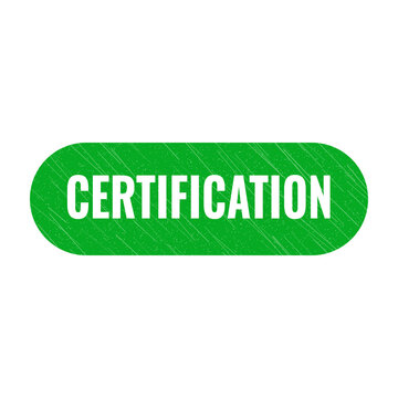 Red certification stamp sign with grunge texture