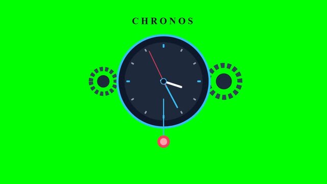 Chronos Clock Timepiece Animation on Green Screen.