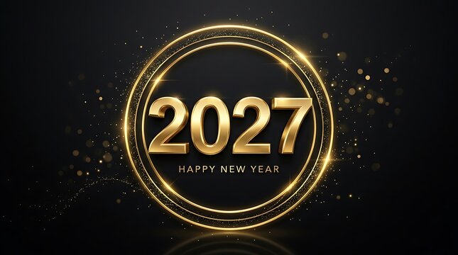 Happy new year 2027 celebration design with glowing circle effect