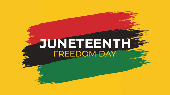 Juneteenth Freedom Day celebration banner with vibrant paint strokes. African American emancipation holiday vector illustration for posters and soc...