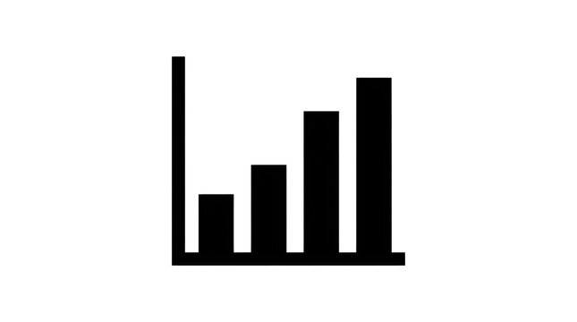 Black Bar Chart Vector Icon with X and Y Axes for Business Growth, Market Analysis, and Data Analytics