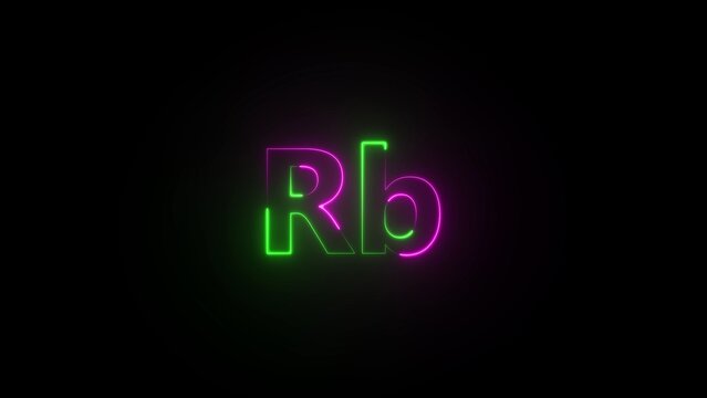 Green and purple neon sign of the chemical element symbol Rb on a black background Rubidium