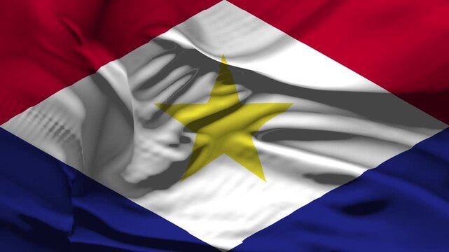 Saba Romania Flag Wave Loop waving in wind Realistic Romania Flag background