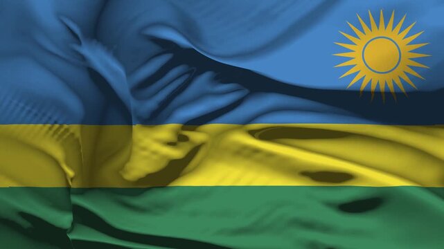 Rwanda Flag Wave Loop waving in wind Realistic Rwanda Flag background