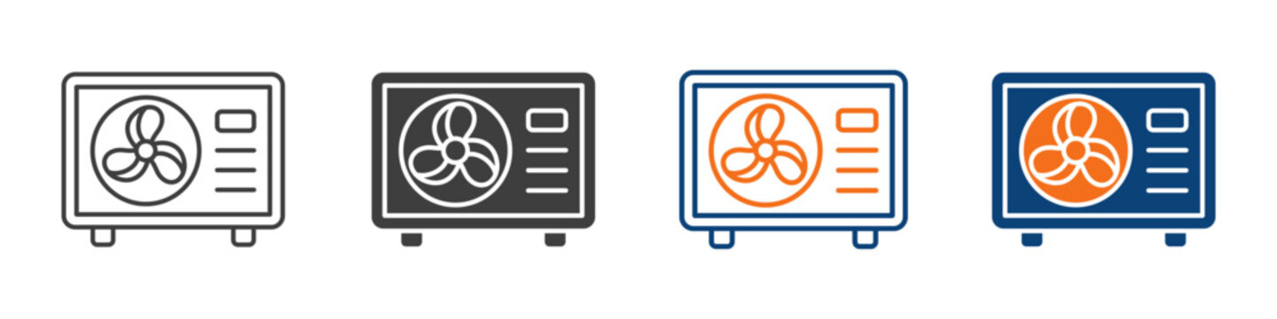 Heat Pump Icon Set Multiple Style Collection