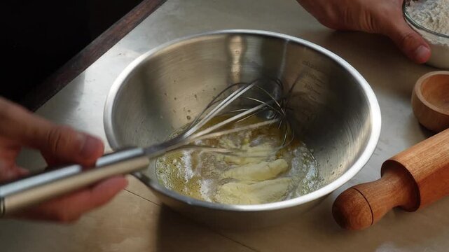 making a dough for baking