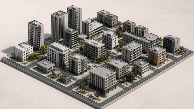  Miniature Cityscape Model: Urban Development Concept