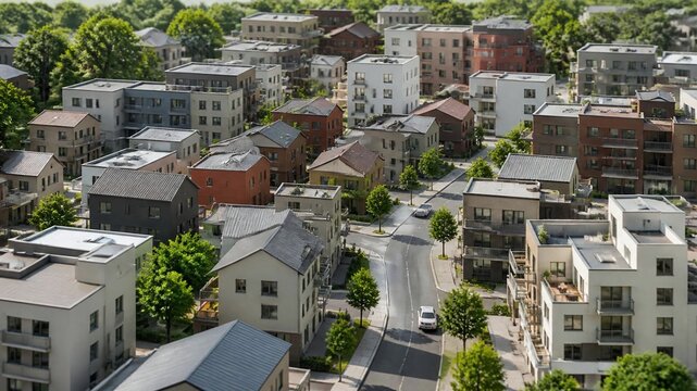 Modern Residential Neighborhood Aerial View