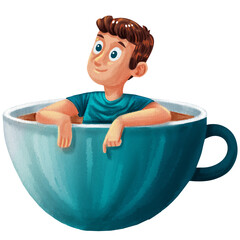 a person inside a coffee cup